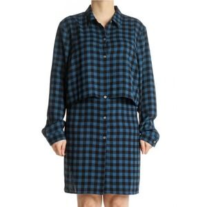 J Jill Buffalo‎ Plaid Shirt Dress Medium Petite Long Sleeve Tunic Button Front